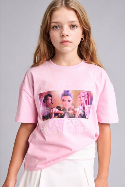 Kpop - Demon Hunters Lisanslı Oversize Kısa Kollu Tişört Kız Çocuk