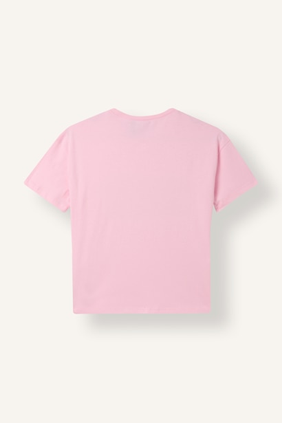 Girl Oversize Fit Pink 100% Cotton Short Sleeve T-Shirt