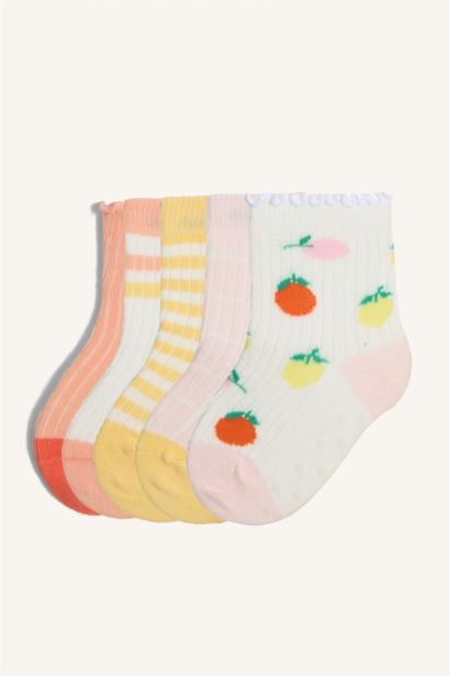 Baby Girl Seamless 5 Piece Cotton Long Socks