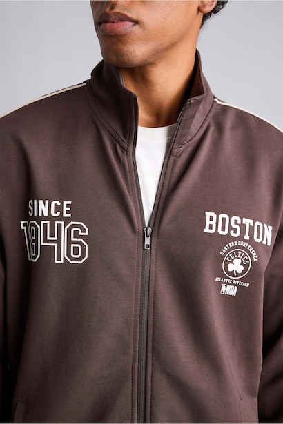 NBA Boston Celtics Standart Fit Fermuarlı Sweatshirt Hırka