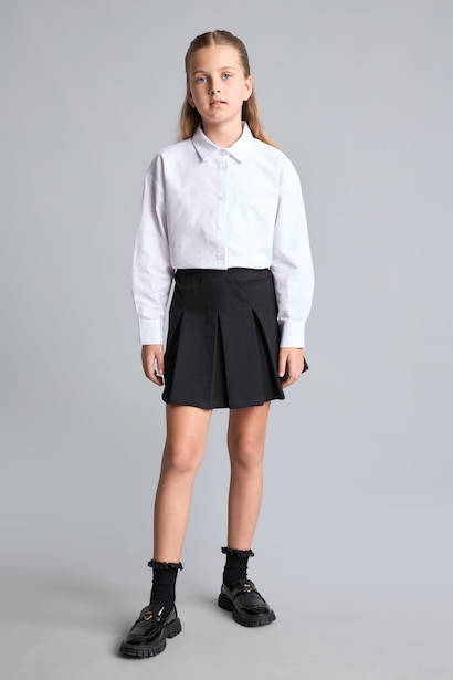 %100 Pamuk Regular Fit Uzun Kollu Oxford Gömlek Kız Çocuk