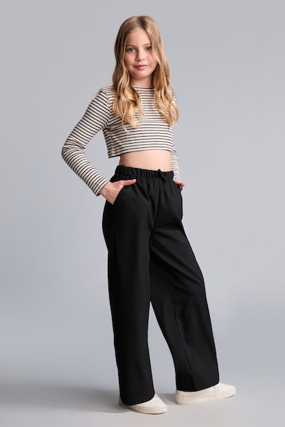 Girl Wide Leg Black Trousers