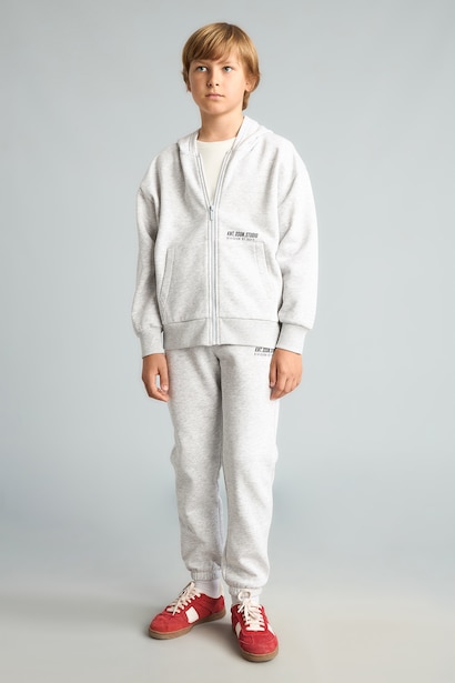 Regular Fit Hooded Cardigan Slogan