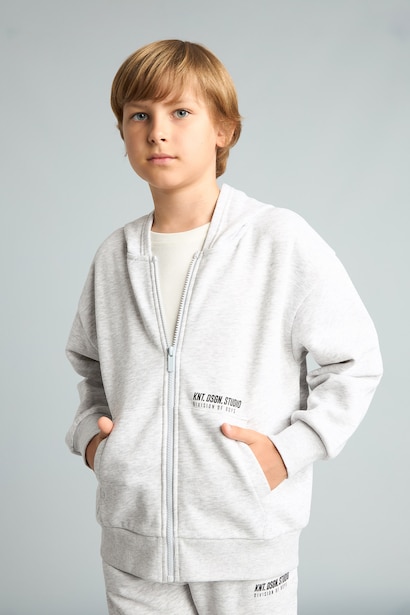 Regular Fit Hooded Cardigan Slogan