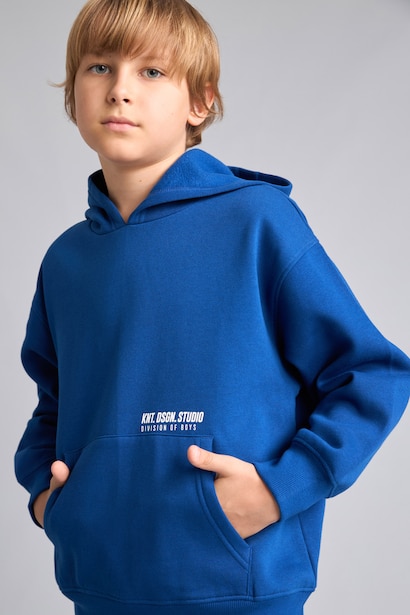 Boy Regular Fit Slogan Print Soft Lined Thick Sweatshirt