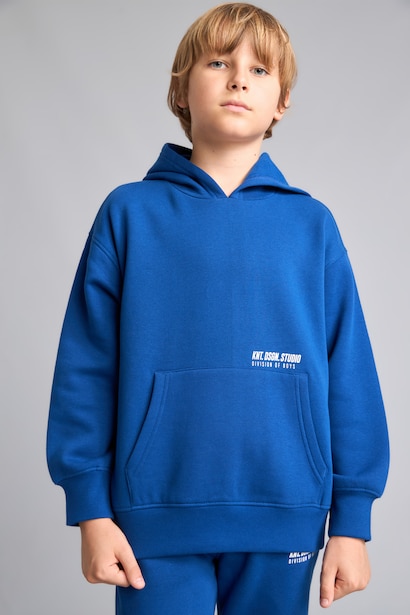 Boy Regular Fit Slogan Print Soft Lined Thick Sweatshirt