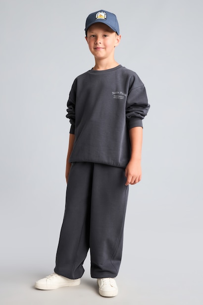 Boy Regular Fit Slogan Print Fleece Lined Thick Fabric Sweatshirt