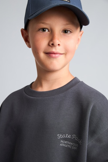 Boy Regular Fit Slogan Print Fleece Lined Thick Fabric Sweatshirt