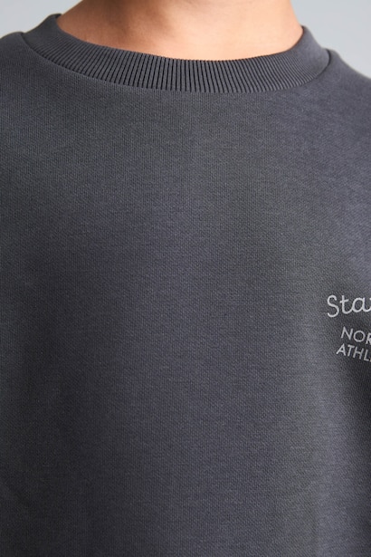 Boy Regular Fit Slogan Print Fleece Lined Thick Fabric Sweatshirt