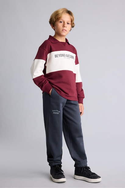 Boy Balloon Fit Heavy Fabric Elastic Waist Sweatpants