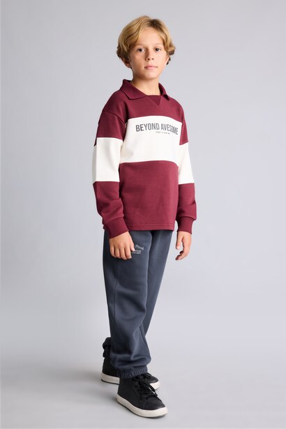 Boy Balloon Fit Heavy Fabric Elastic Waist Sweatpants
