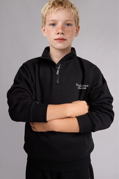 Yarım Fermuarlı Dik Yaka Sweatshirt Erkek Çocuk