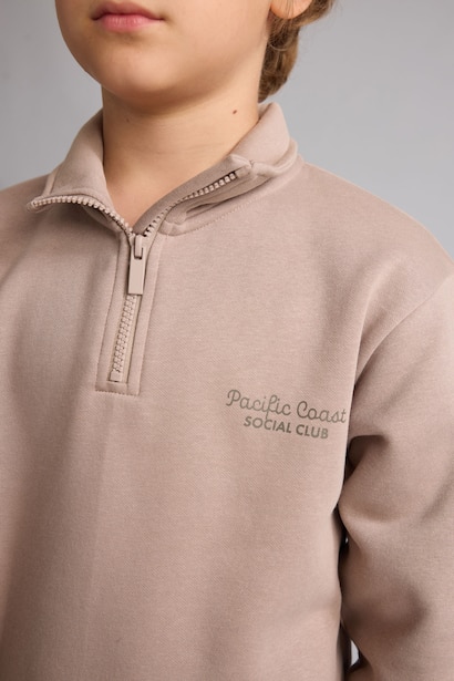 Boy Regular Fit High Neck Soft Lined Thick Fabric Sweatshirt