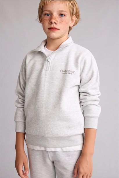Yarım Fermuarlı Dik Yaka Sweatshirt Erkek Çocuk