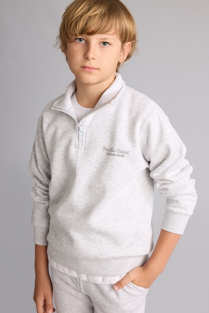 Boy Stand Collar Soft Lined Thick Fabric Sweatshirt