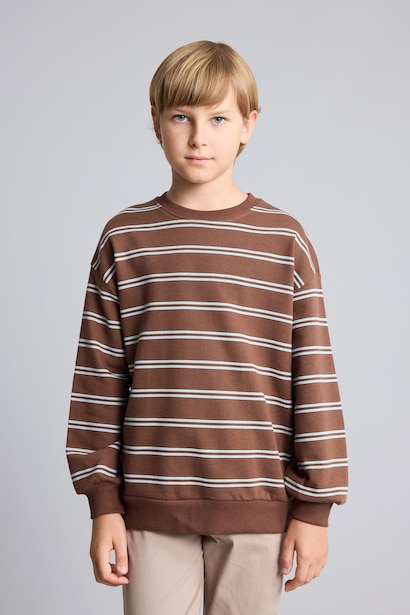 Oversize Çizgili Sweatshirt Erkek Çocuk