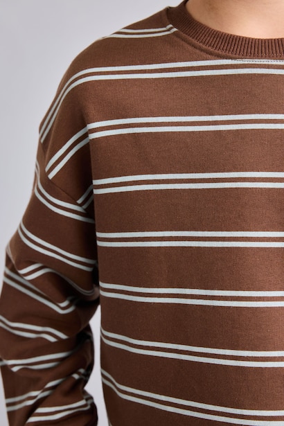 Oversize Çizgili Sweatshirt Erkek Çocuk
