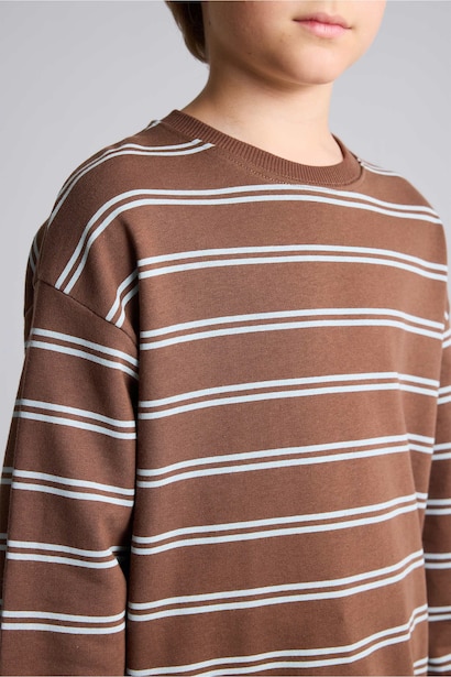 Oversize Çizgili Sweatshirt Erkek Çocuk