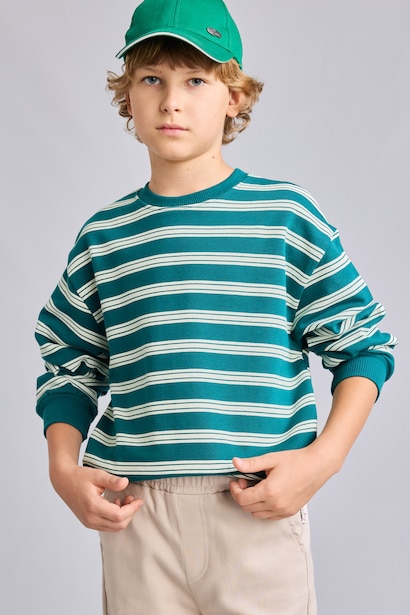 Oversize Fit Printed Crew Neck Sweatshirt