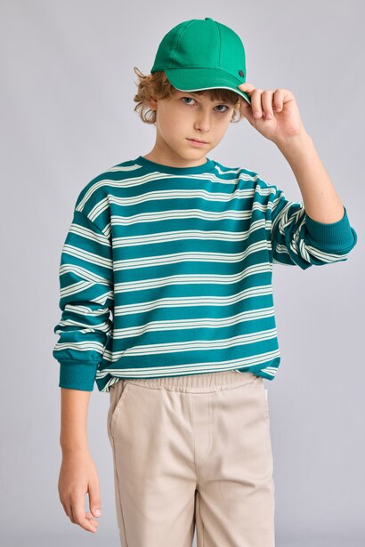 Oversize Fit Printed Crew Neck Sweatshirt