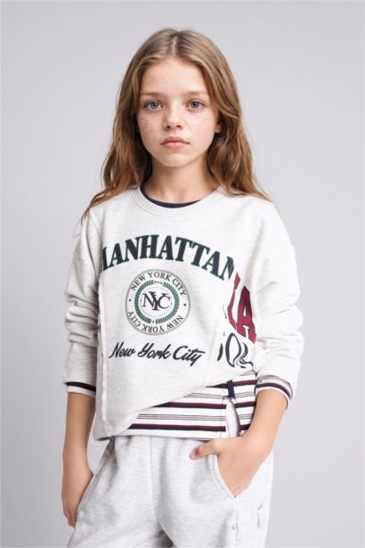 Pamuklu Relaxed Fit Sweatshirt Kız Çocuk