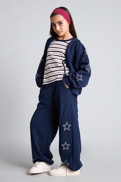 Pamuklu Baggy Fit Eşofman Altı Kız Çocuk