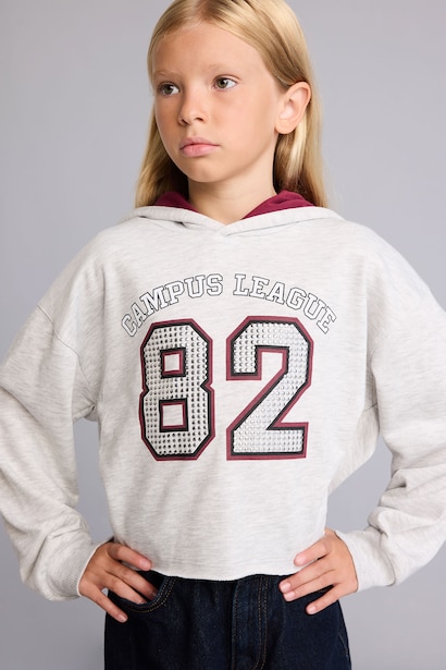 Relax Fit Slogan Hooded Sweatshirt