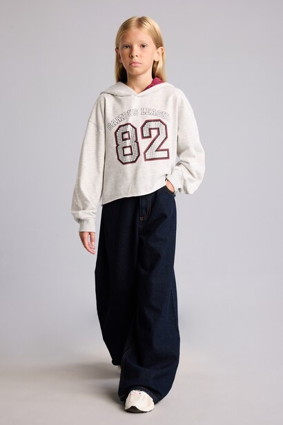 Relax Fit Slogan Hooded Sweatshirt