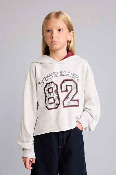 Relax Fit Slogan Hooded Sweatshirt