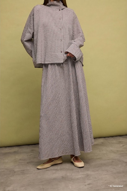 Flared Fit Printed Maxi Skirt