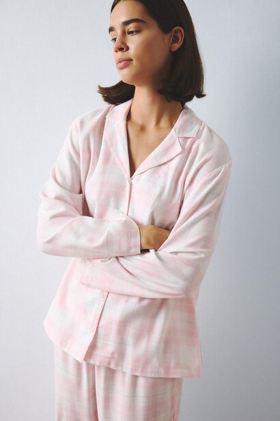 Regular Fıt Kareli Pijama Takımı