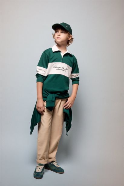 Boy Regular Fit 100% cotton Straight Leg Sand Beige Trousers