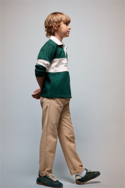 Boy Regular Fit 100% cotton Straight Leg Sand Beige Trousers