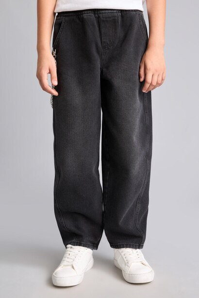 Barrel Fit Zincirli Jean Pantolon