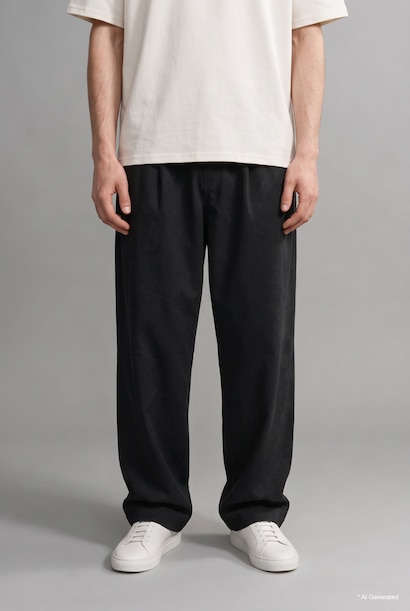 Balloon Fit Long Black Trousers