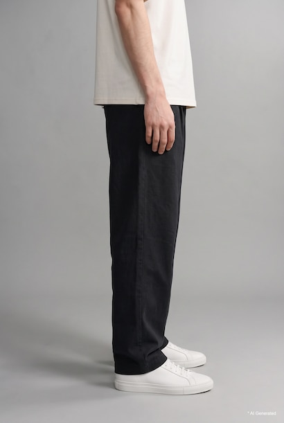 Balloon Fit Long Black Trousers
