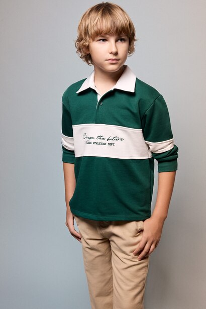 Oversize Fit Shirt Collar Sweatshirt