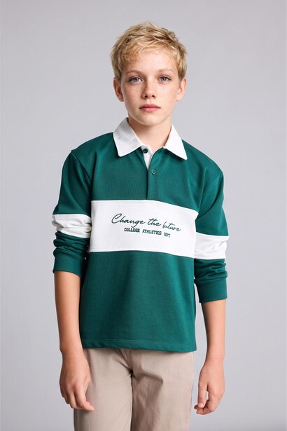 Oversize Fit Shirt Collar Sweatshirt