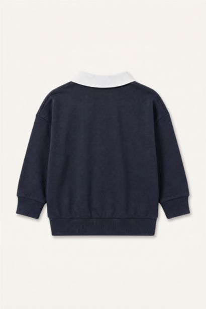 Oversıze Polo Yaka Baskılı Sweatshirt Erkek Bebek
