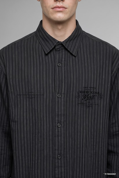 Boxy Fit Cotton Long Sleeve Shirt