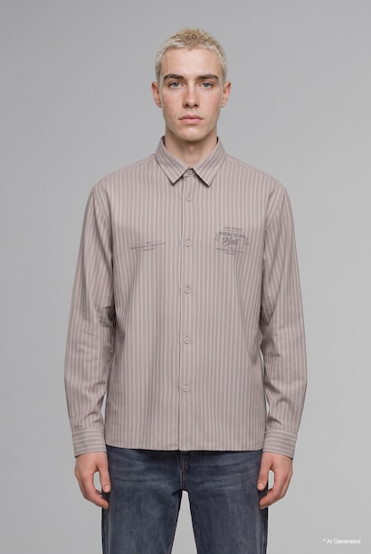 Boxy Fit Cotton Long Sleeve Shirt