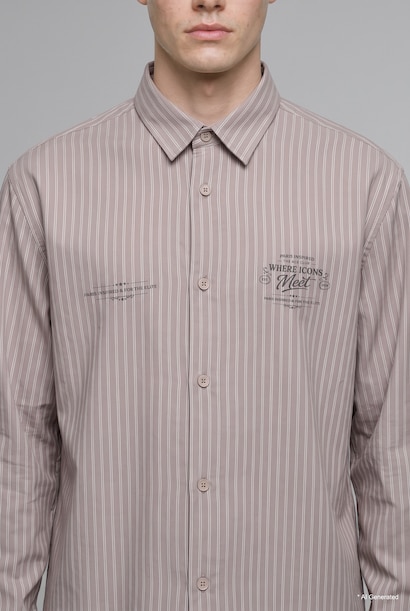 Boxy Fit Cotton Long Sleeve Shirt