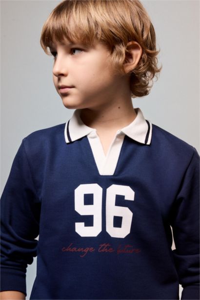 Oversize Fit Shirt Collar Sweatshirt