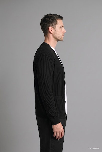 Standard Fit Basic Button-Up V-Neck Knit Cardigan