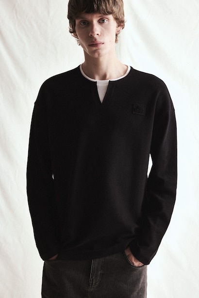 Boxy Fit Printed Crew Neck Sweatshirt