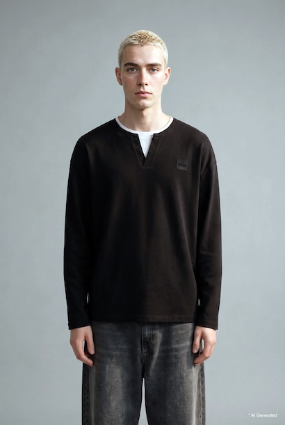 Boxy Fit Printed Crew Neck Sweatshirt