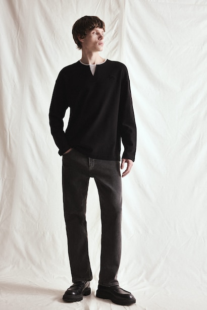 Boxy Fit Printed Crew Neck Sweatshirt