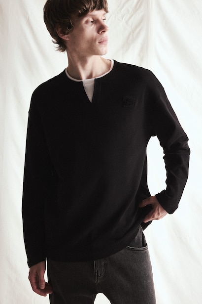 Boxy Fit Printed Crew Neck Sweatshirt