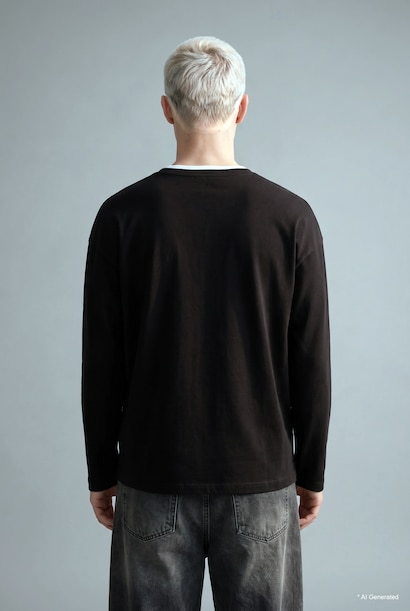 Boxy Fit Printed Crew Neck Sweatshirt