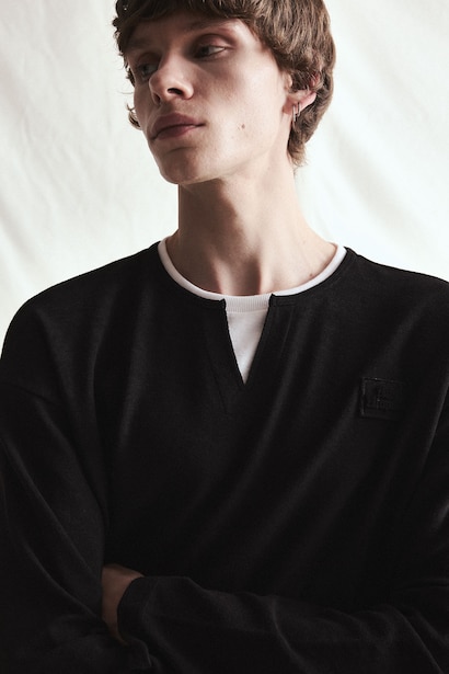 Boxy Fit Printed Crew Neck Sweatshirt